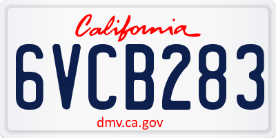 CA license plate 6VCB283