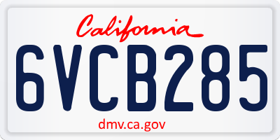 CA license plate 6VCB285