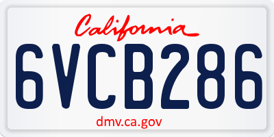 CA license plate 6VCB286