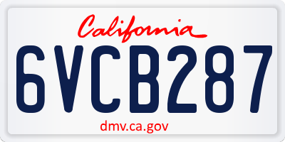 CA license plate 6VCB287