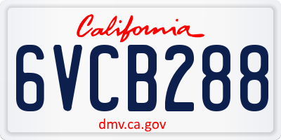 CA license plate 6VCB288