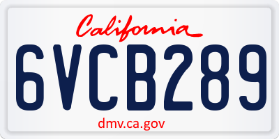 CA license plate 6VCB289