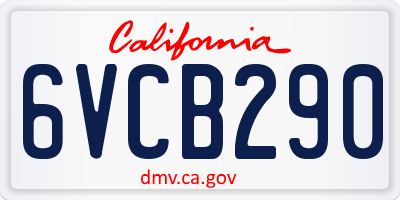 CA license plate 6VCB290