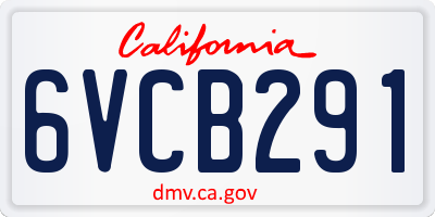 CA license plate 6VCB291