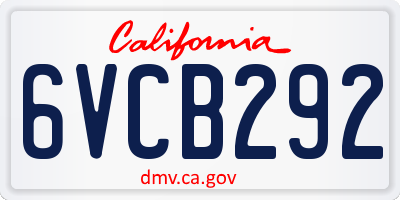 CA license plate 6VCB292