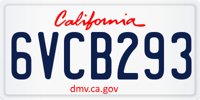 CA license plate 6VCB293
