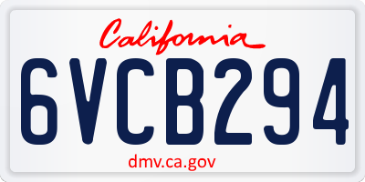 CA license plate 6VCB294