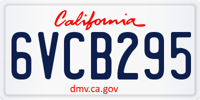CA license plate 6VCB295