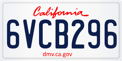 CA license plate 6VCB296