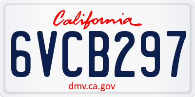 CA license plate 6VCB297
