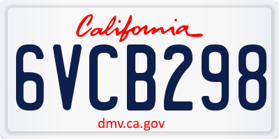 CA license plate 6VCB298