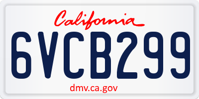 CA license plate 6VCB299
