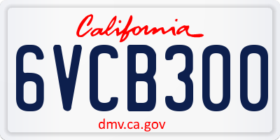 CA license plate 6VCB300