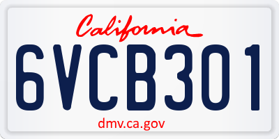 CA license plate 6VCB301