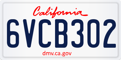 CA license plate 6VCB302