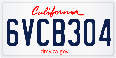 CA license plate 6VCB304