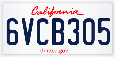 CA license plate 6VCB305