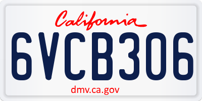CA license plate 6VCB306