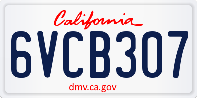 CA license plate 6VCB307