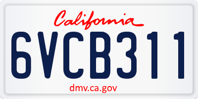 CA license plate 6VCB311