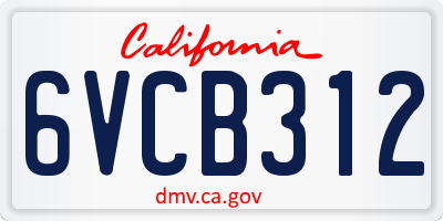 CA license plate 6VCB312