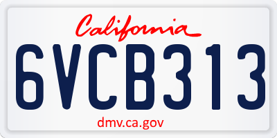 CA license plate 6VCB313