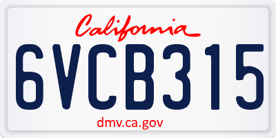 CA license plate 6VCB315