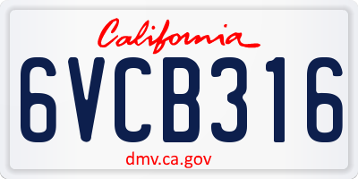 CA license plate 6VCB316
