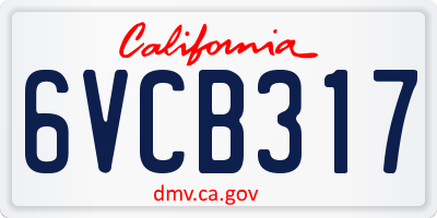 CA license plate 6VCB317