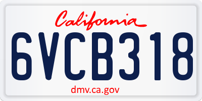 CA license plate 6VCB318