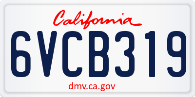 CA license plate 6VCB319
