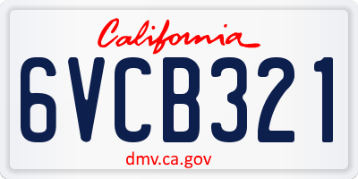 CA license plate 6VCB321