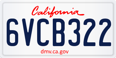 CA license plate 6VCB322