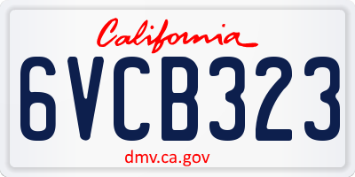CA license plate 6VCB323