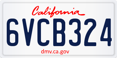 CA license plate 6VCB324