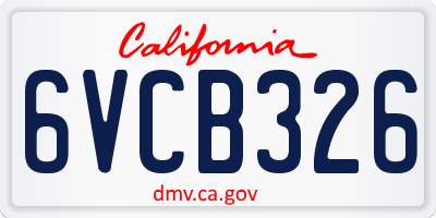 CA license plate 6VCB326