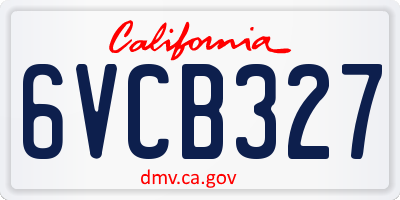 CA license plate 6VCB327