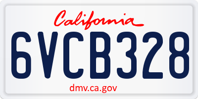 CA license plate 6VCB328