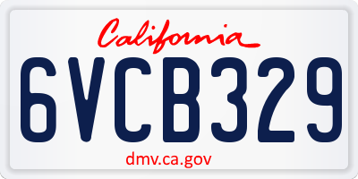 CA license plate 6VCB329