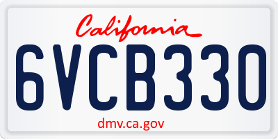 CA license plate 6VCB330