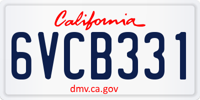 CA license plate 6VCB331