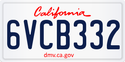 CA license plate 6VCB332