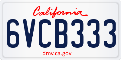 CA license plate 6VCB333
