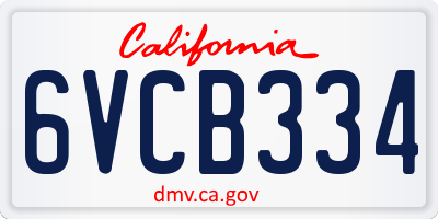 CA license plate 6VCB334