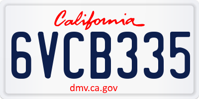 CA license plate 6VCB335