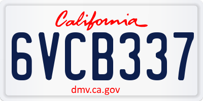 CA license plate 6VCB337