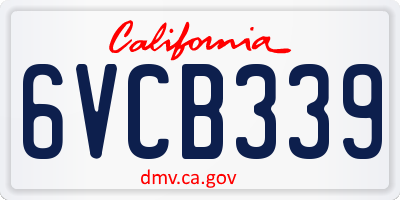 CA license plate 6VCB339