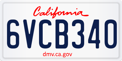 CA license plate 6VCB340