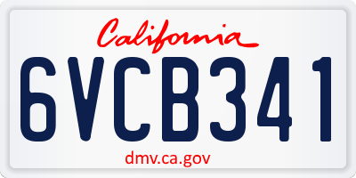CA license plate 6VCB341