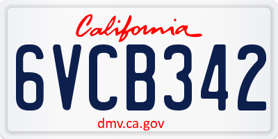 CA license plate 6VCB342